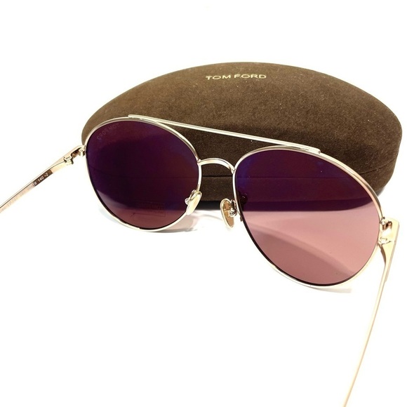 NEW Tom ford Cleo 59mm aviator Rose Gold O269